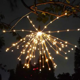 1pc; Solar Explosion Fireworks Lamp; 120LED; Suitable For Christmas Decoration; Courtyard Layout; And Atmosphere Night Light (Color: Warm White)